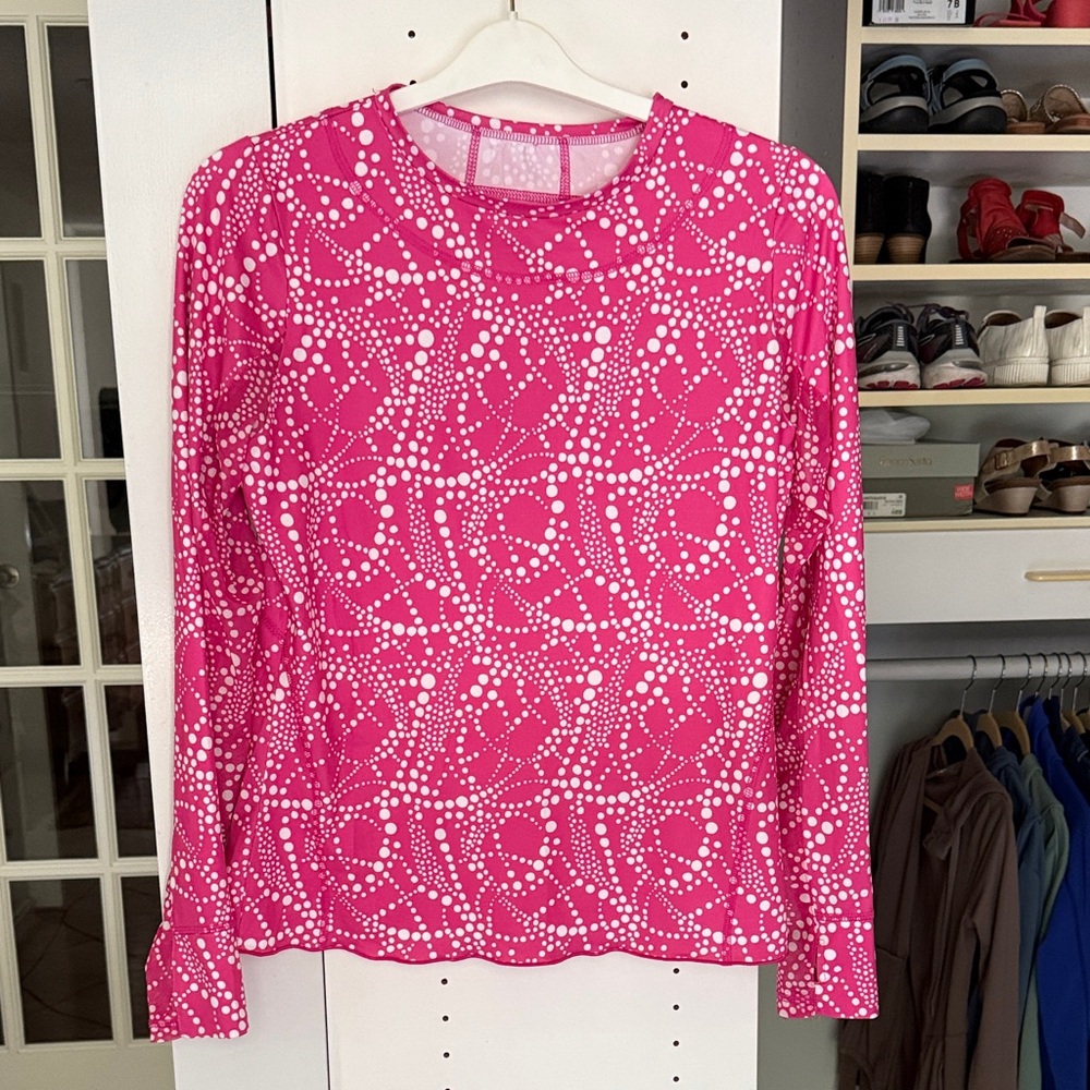 Pink Patterned Women's sun protection top, performance fabric
